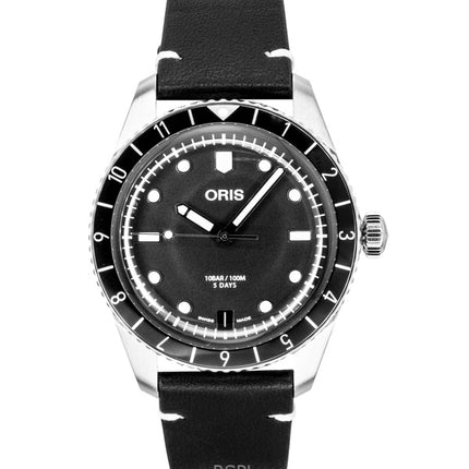 Oris Divers Sixty Five 12H Leather Strap Black Dial Automatic 01 400 7772 4054-07 5 20 82 100M Men's Watch