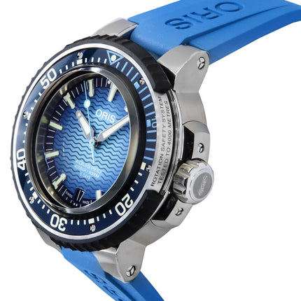 Oris Aquis Pro Rubber Strap Blue Dial Automatic Diver's 01-400-7777-7155-Set 4000M Men's Watch