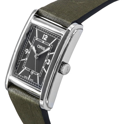 Oris Rectangular Leather Strap Green Dial Automatic 01-561-7783-4063-07-5-19-16 Men's Watch