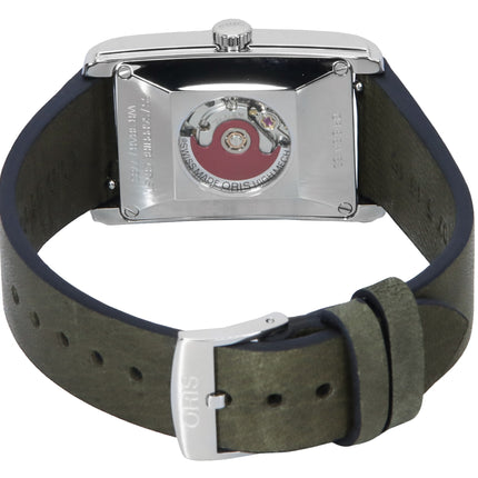 Oris Rectangular Leather Strap Green Dial Automatic 01-561-7783-4063-07-5-19-16 Men's Watch