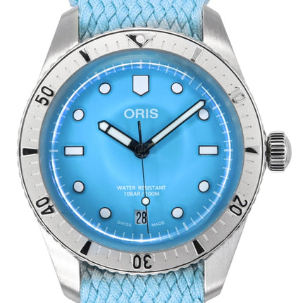 Oris Divers Sixty-Five Cotton Candy Textile Strap Blue Dial Automatic 01-733-7771-4055-07-3-19-02S 100M Unisex Watch