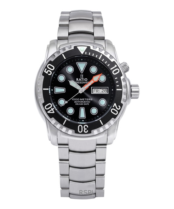 Ratio FreeDiver Helium-Safe 1000M Sapphire Automatic 1068HA96-34VA-BLK Men's Watch