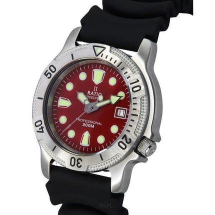 Ratio FreeDiver Professional Sapphire Red Dial Quartz 22AD202-RED 200M Men's Watch