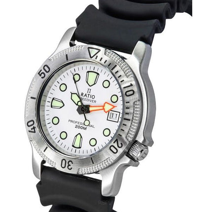 Ratio FreeDiver Professional Sapphire White Dial Quartz 22AD202-WHT 200M Men's Watch