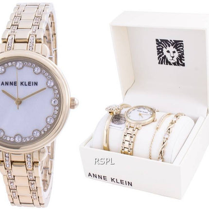 Anne Klein Swarovski Crystal Accented 3488GPST Quartz With Gift Set Women's Watch