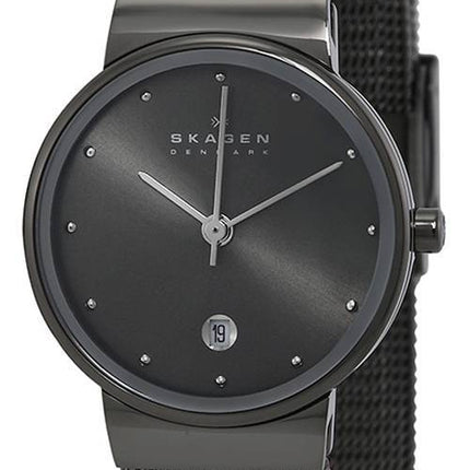Skagen Quartz Gunmetal Swarovski Crystals 355SMM1 Womens Watch