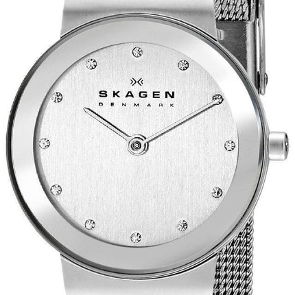 Skagen Classic Swarovski crystal Chrome Dial Mesh Bracelet 358SSSD Womens Watch