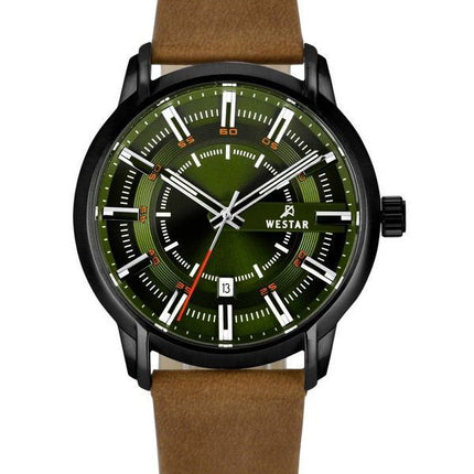 Westar Profile Leather Strap Green Dial Quartz 50228BBN885 Mens Watch