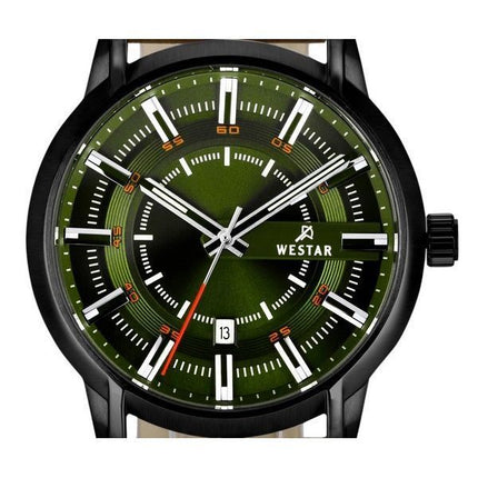 Westar Profile Leather Strap Green Dial Quartz 50228BBN885 Mens Watch