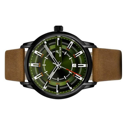 Westar Profile Leather Strap Green Dial Quartz 50228BBN885 Mens Watch