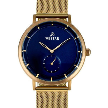 Westar Profile Gold Tone Stainless Steel Blue Dial Quartz 50247BZZ104 Mens Watch