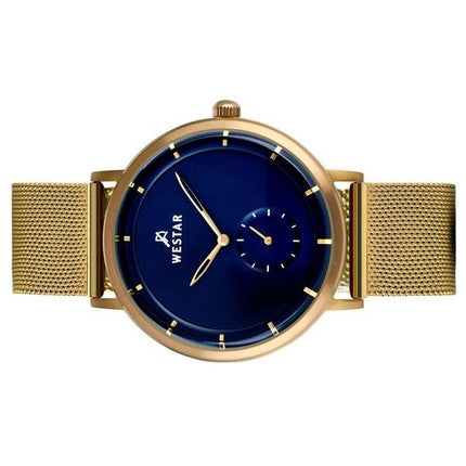 Westar Profile Gold Tone Stainless Steel Blue Dial Quartz 50247BZZ104 Mens Watch