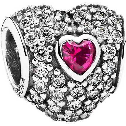 PANDORA 791168SRU Red Pave Tripple Heart Charm Women's
