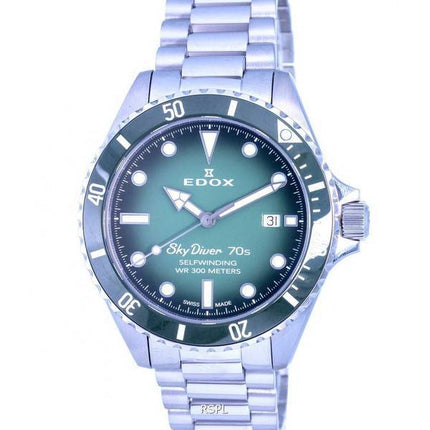 Edox SkyDiver Stainless Steel Green Dial Automatic 801153VMVDN 80115  3VM VDN 300M Mens Watch