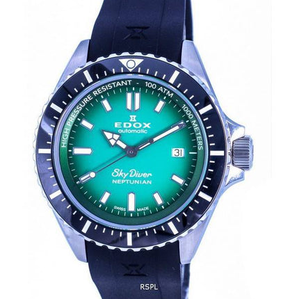 Edox SkyDiver Neptunian Divers Green Dial Automatic 801203NCAVDN 80120 3NCA VDN 1000M Mens Watch