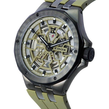 Edox Delfin Mecano Green Skeleton Dial Automatic Diver's 85303357GNCAVVONB 200M Men's Watch