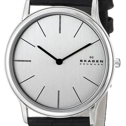 Skagen Theodor Silver Dial Black Leather 858XLSLC Mens Watch