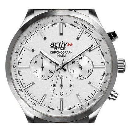 Westar Activ Chronograph Stainless Steel Silver Dial Quartz 90244STN107 100M Men's Watch