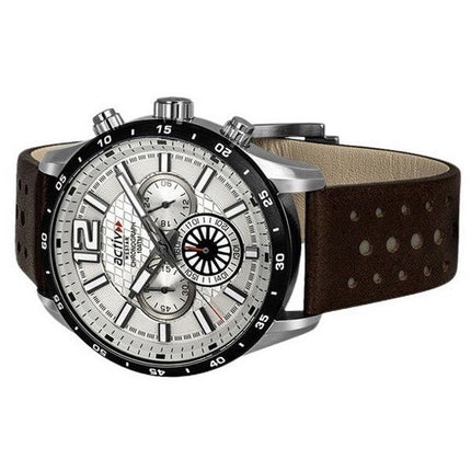 Westar Activ Chronograph Leather Strap Silver Dial Quartz 90249SBN127 100M Men's Watch