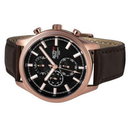 Westar Activ Chronograph Leather Strap Black Dial Quartz 90253PPN623 100M Men's Watch