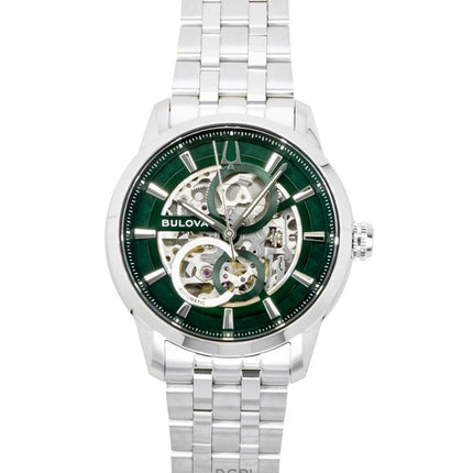 Bulova Sutton Stainless Steel Green Skeleton Automatic 96A329 Men's Watch