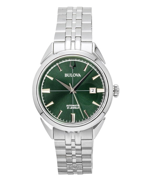 Bulova Sutton Stainless Steel Green Dial Automatic 96B424 Men's Watch