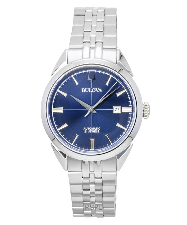 Bulova Sutton Stainless Steel Blue Dial Automatic 96B425 Men's Watch