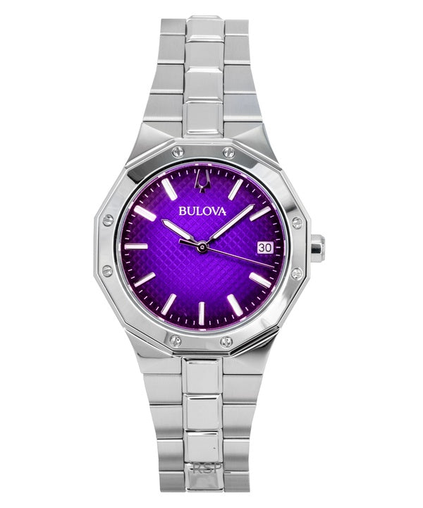 Bulova Prestige Stainless Steel Purple Dial Quartz 96M168 100M Women's Watch