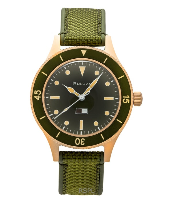 Bulova Mil Ships 150th Anniversary Special Edition Green Dial Automatic Diver's 98A324 200M Men's Watch