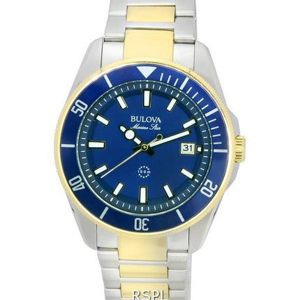 Refurbished Bulova Marine Star Two Tone Bracelet Blue Dial Quartz 98B334 100M Men's Watch