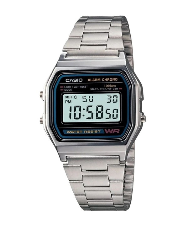 Casio Digital Stainless Steel Daily Alarm A158WA-1DF A158WA-1 Men's Watch