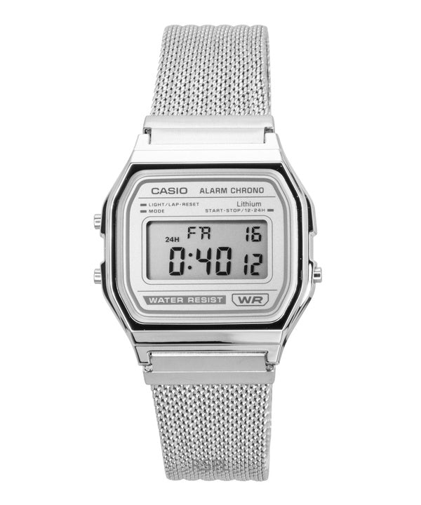 Casio Vintage Digital Stainless Steel Mesh Bracelet Quartz A158WEM-7 Unisex Watch