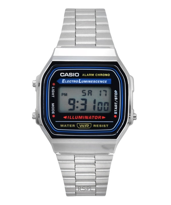 Casio Digital Alarm Chrono Stainless Steel A168WA-1WDF A168WA-1W Unisex Watch
