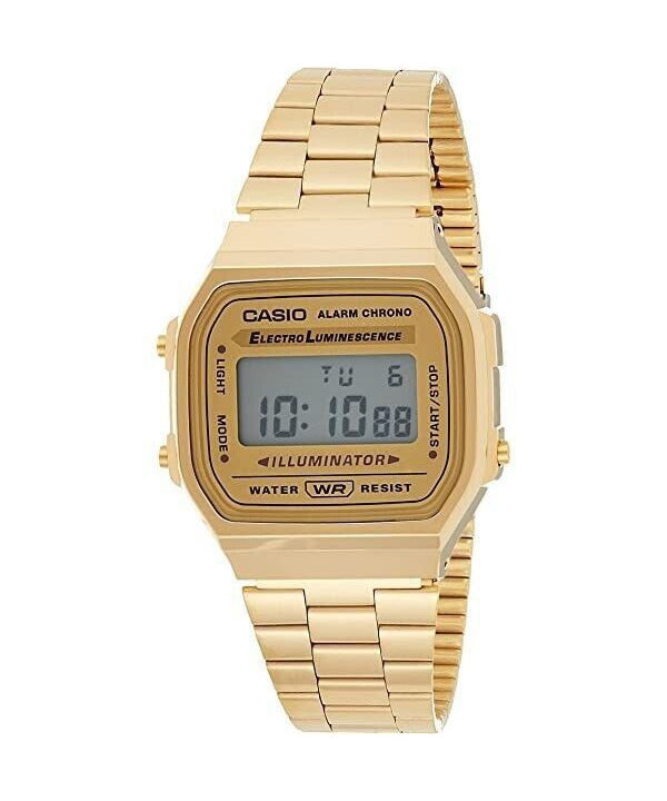 Casio Digital Alarm Chrono Stainless Steel A168WG-9WDF A168WG-9W Unisex Watch