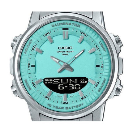 Casio Analog Digital Combination Stainless Steel Turquoise Dial Quartz AMW-880D-2A2V Mens Watch