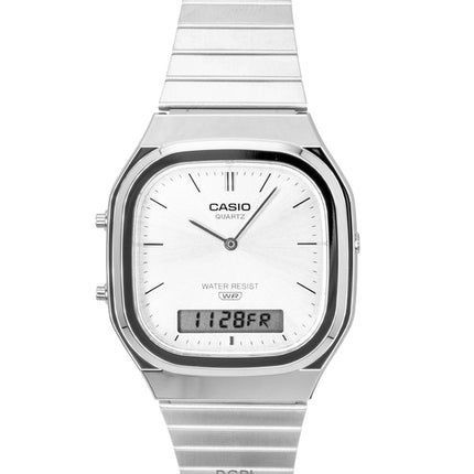 Casio Vintage Analog Digital Stainless Steel Silver Dial Quartz AQ-240E-7A Unisex Watch