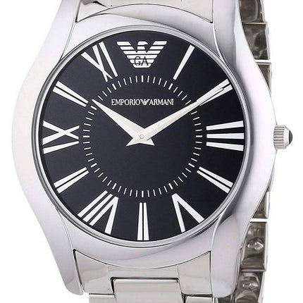 Emporio Armani Super Slim Black Dial Stainless Steel Quartz AR2022.G Mens Watch