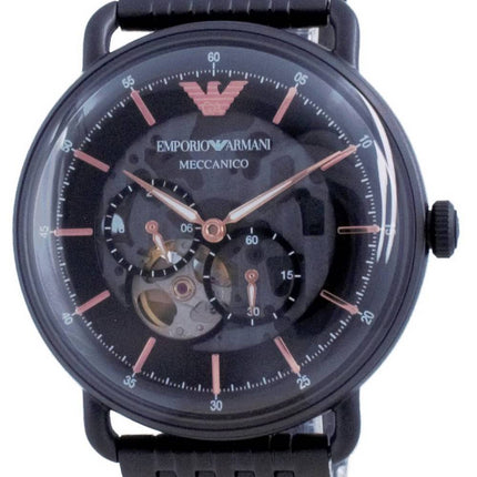 Emporio Armani Aviator Black Dial Stainless Steel Automatic AR60025 Mens Watch