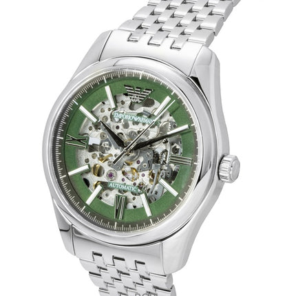 Emporio Armani Stainless Steel Green Skeleton Dial Automatic AR60091 Men's Watch
