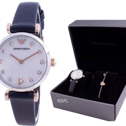 Emporio Armani Gianni T-Bar Diamond Accents Quartz AR80036 With Gift Set Women's Watch