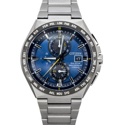 Citizen Chronograph Super Titanium Blue Dial Eco-Drive AT8234-85L 100M Men's Watch