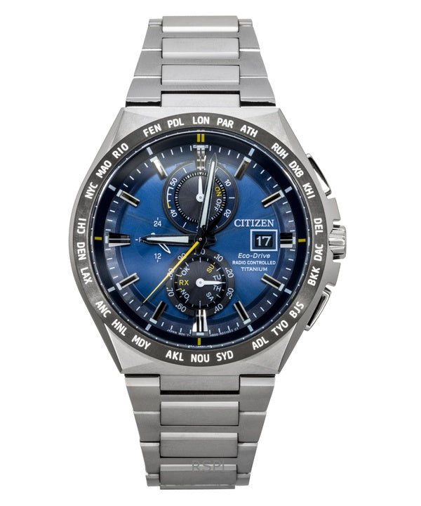 Citizen Chronograph Super Titanium Blue Dial Eco-Drive AT8234-85L 100M Men's Watch