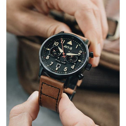 AVI-8 Hawker Hurricane Carey Dual Time Debden Black Dial Quartz AV-4088-03 Men's Watch