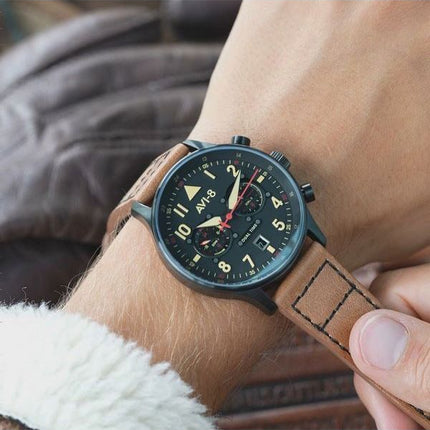 AVI-8 Hawker Hurricane Carey Dual Time Debden Black Dial Quartz AV-4088-03 Men's Watch