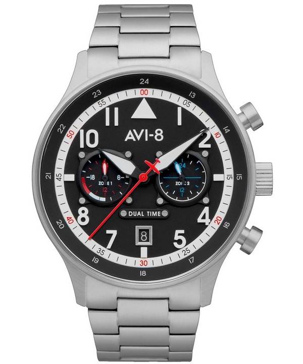 AVI-8 Hawker Hurricane Carey Dual Time Rangoon Black Dial Quartz AV-4088-11 Mens Watch