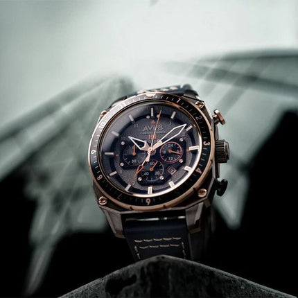 AVI-8 Hawker Hunter Atlas Dual Time Chronograph Charcoal Grey Dial Quartz AV-4100-07 Mens Watch