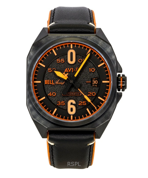 AVI-8 Bell X-1 Machbuster Rubber And Leather Strap Jet Black Dial Automatic AV-4115-04 Men's Watch