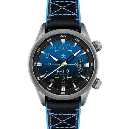 AVI-8 Hawker Harrier HUD Leather Strap Gradient Blue Dial Automatic AV-4117-01 Men's Watch