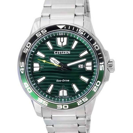 Citizen Marine Sport Green Dial Stainless Steel Eco-Drive AW1526-89X 100M Men's Watch