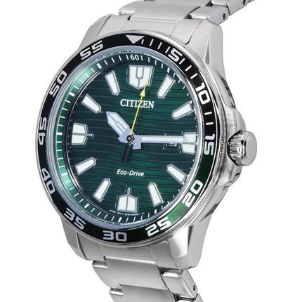 Citizen Marine Sport Green Dial Stainless Steel Eco-Drive AW1526-89X 100M Men's Watch